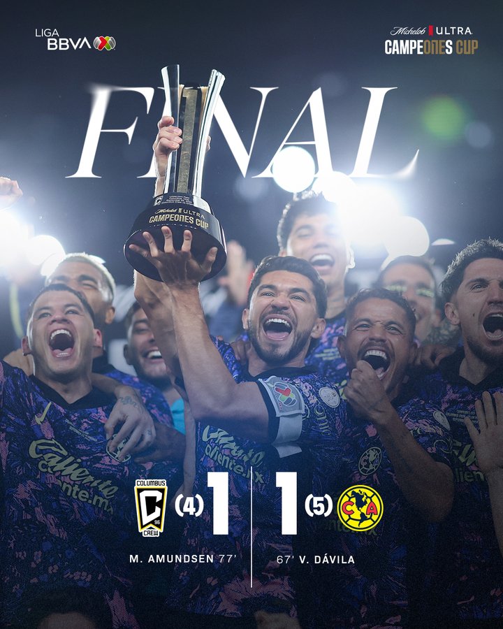 América es Campeón de la Campeones Cup tras vencer al Columbus Crew en penales